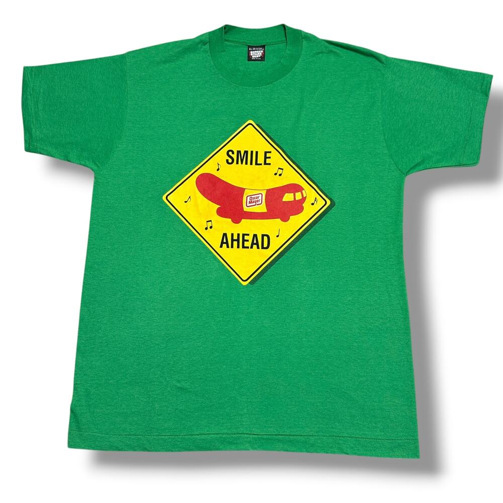 Vintage 80s Oscar Mayer Wienermobile Green Single Stitch Tee Shirt USA Sz XL
